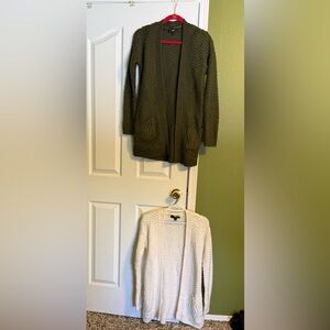 Mossimo Supply Co. Olive and Cream Cardigans